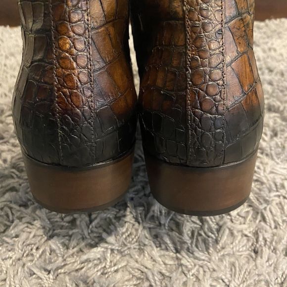 JO GHOST NWOB Croc Embossed Leather Side Zip Boots Size 46 $575.00 main image 10
